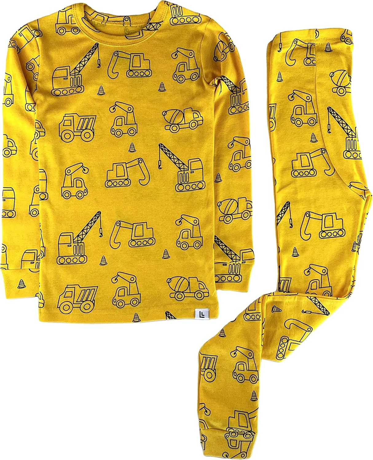 12M-5Y Kids Toddlers Girls Boys Baby 100% Cotton Construction Figures Snug Fit Sleepwear Pajamas 2 Pcs Pjs Set