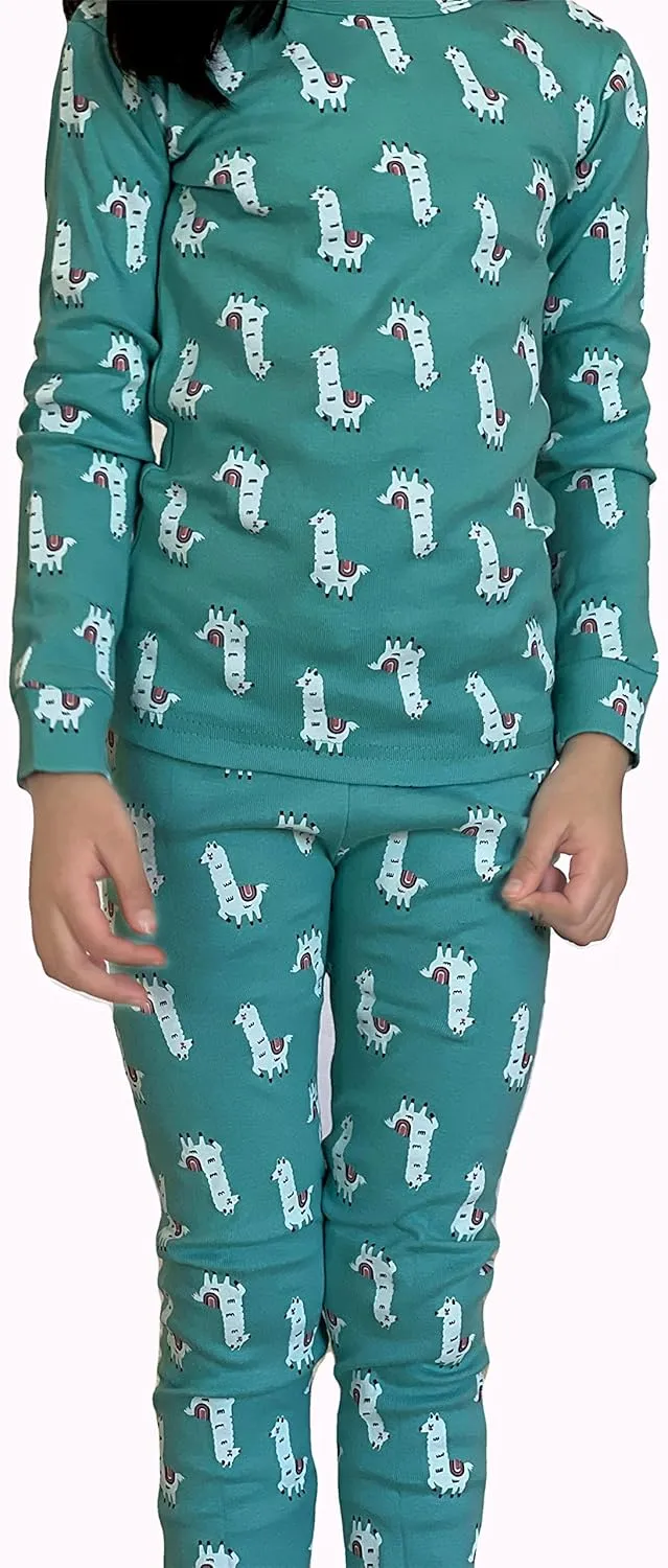 12M-5Y Kids Toddlers Girls Boys Baby 100% Cotton LLAMA Snug Fit Sleepwear Pajamas 2 Pcs Pjs Set