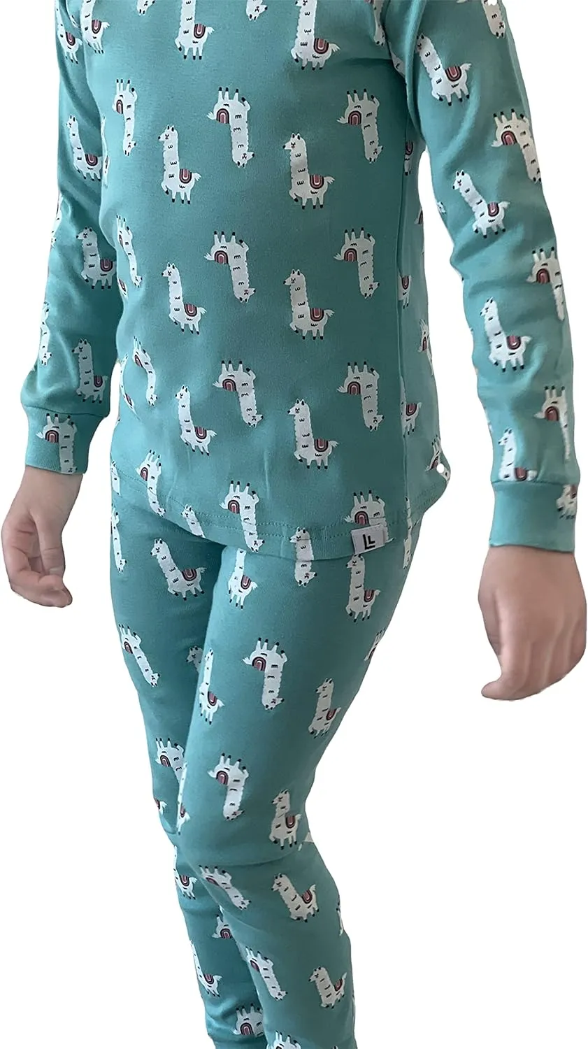 12M-5Y Kids Toddlers Girls Boys Baby 100% Cotton LLAMA Snug Fit Sleepwear Pajamas 2 Pcs Pjs Set