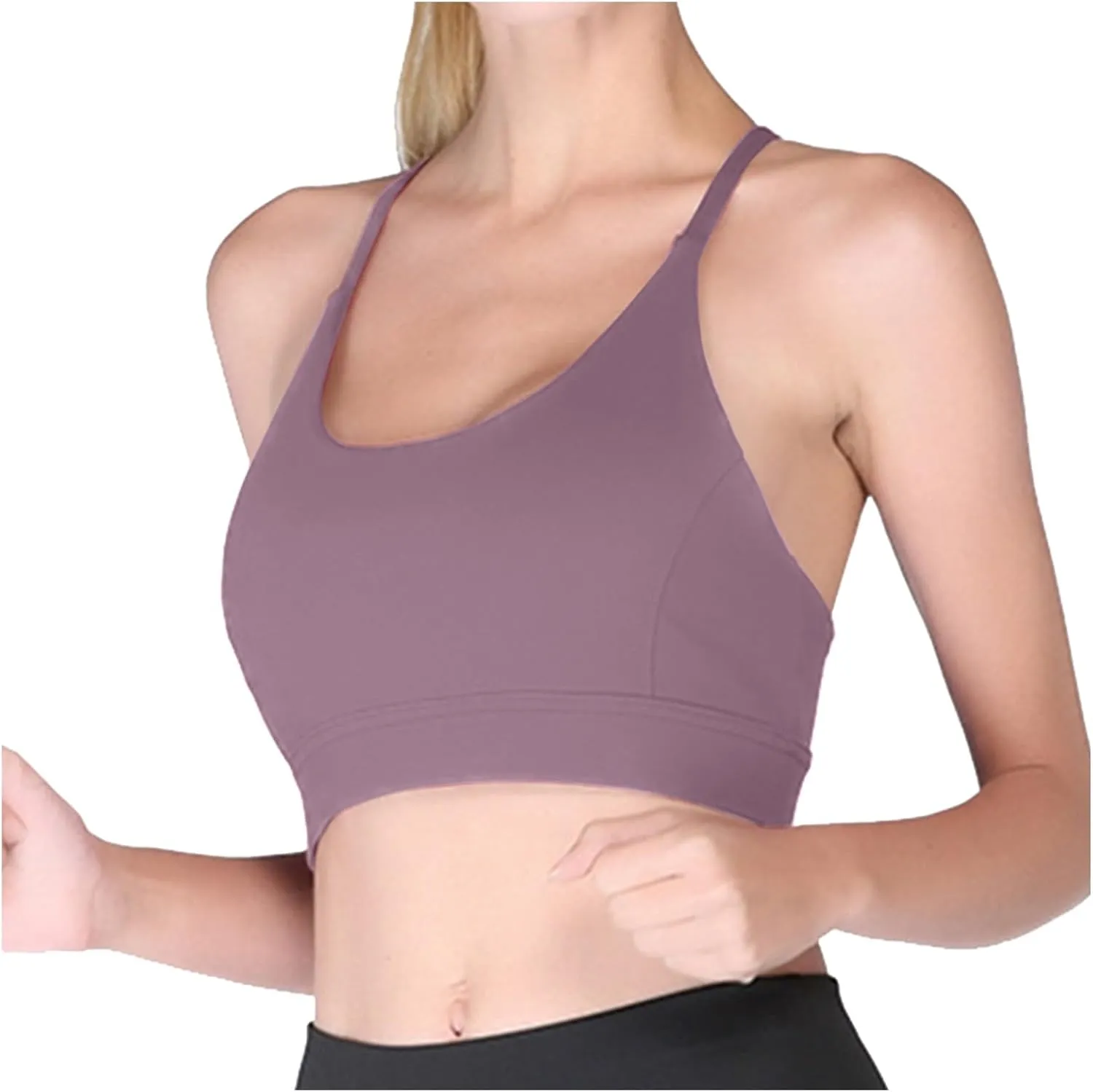 2025 Sports Bra for Women Y Back Padded Strappy Sports Bras Medium Support Workout Yoga Bra with Removable Cups