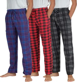 3 Pack: Big Boys Pajama Pants Fleece Plush Pjs Kids Boy Pj Pajamas Christmas Clothes Lounge Sleeping Pant Sleepwear Flannel Bottoms Youth Teen Sleep wear,Set 3-Size 5/6