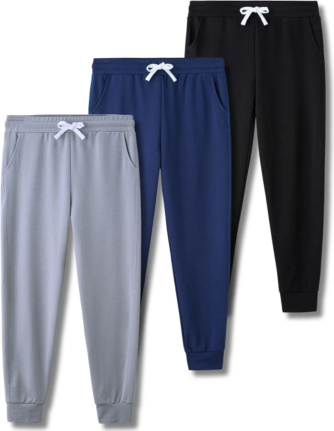3 Pack Boys Lightweight Jogger Pants, Youth Athletic Sweatpants, Kids Toddlers Clothes Apparel