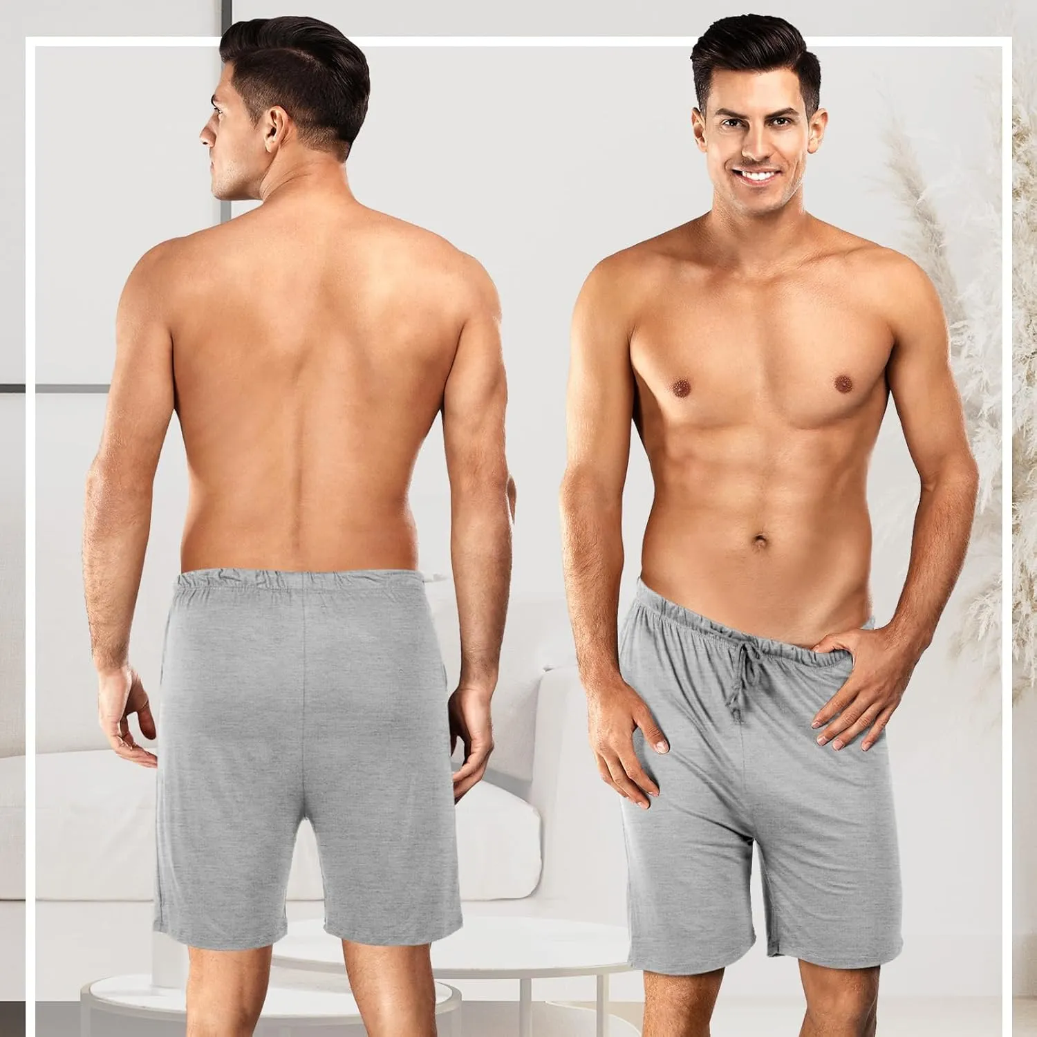 3 Pack Men's Pajama Shorts Sleep Lounge Shorts Sleepwear Pants Big and Tall Sleep Pj Bottoms Elastic Waist with Pockets