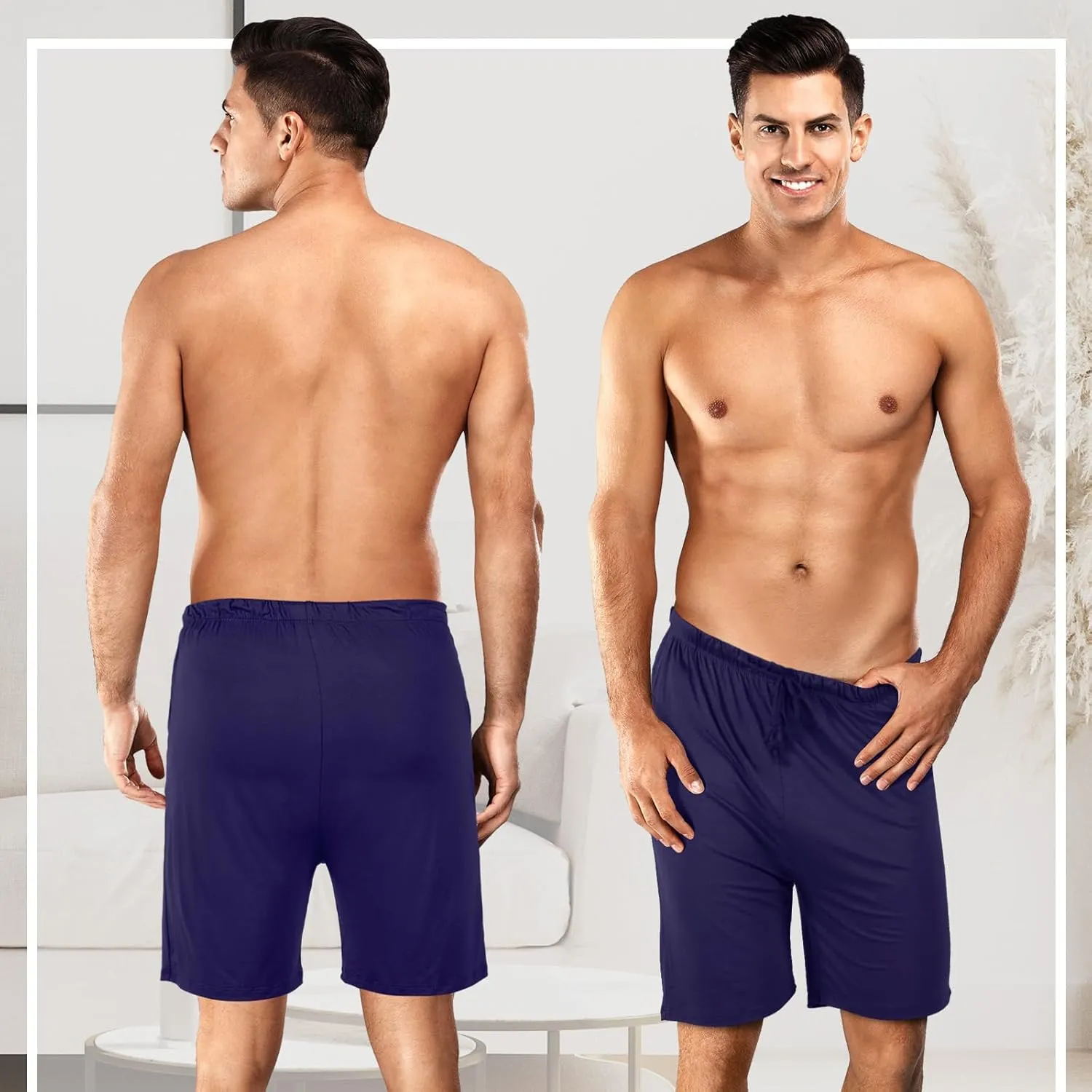 3 Pack Men's Pajama Shorts Sleep Lounge Shorts Sleepwear Pants Big and Tall Sleep Pj Bottoms Elastic Waist with Pockets