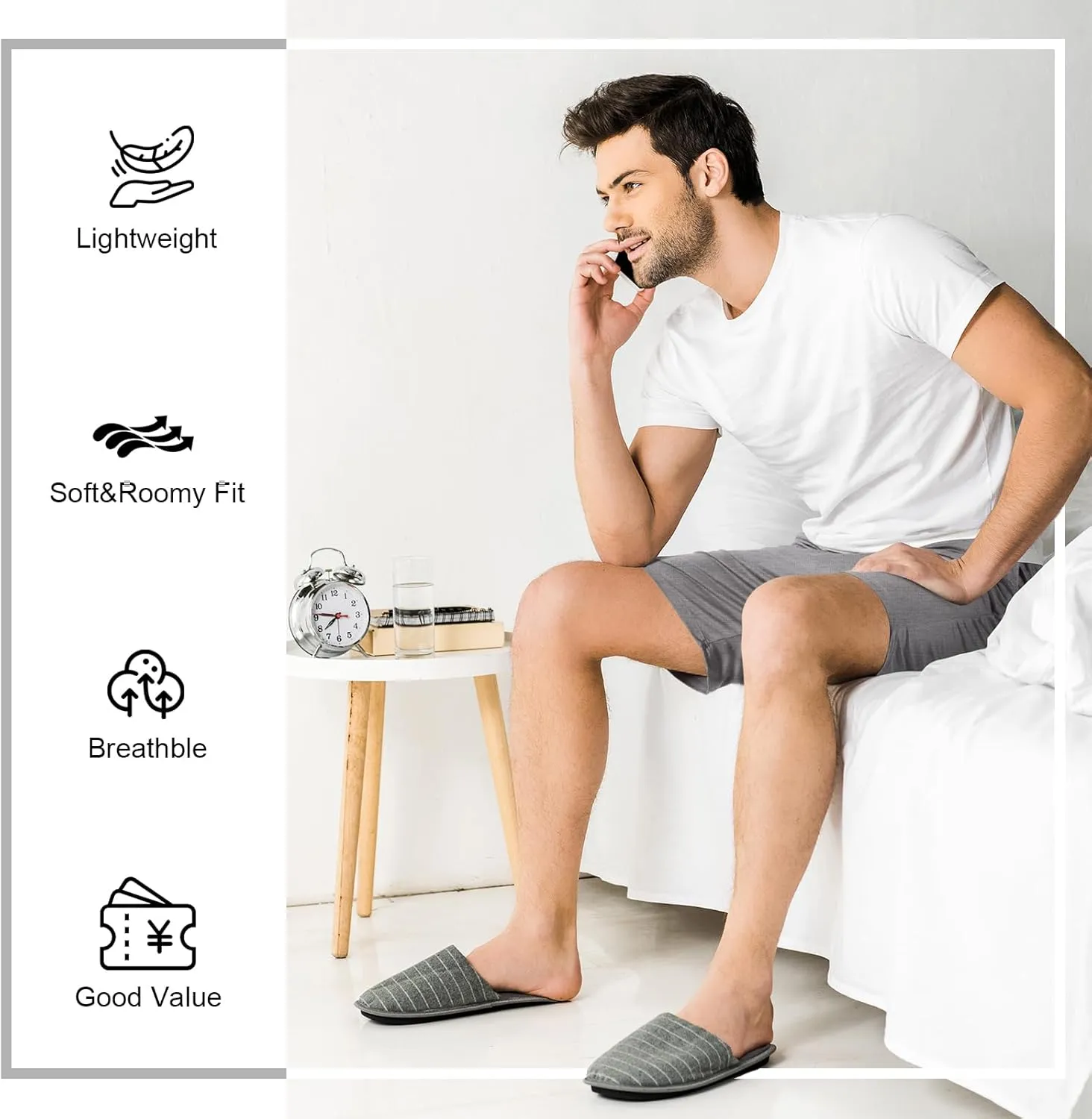 3 Pack Men's Pajama Shorts Sleep Lounge Shorts Sleepwear Pants Big and Tall Sleep Pj Bottoms Elastic Waist with Pockets