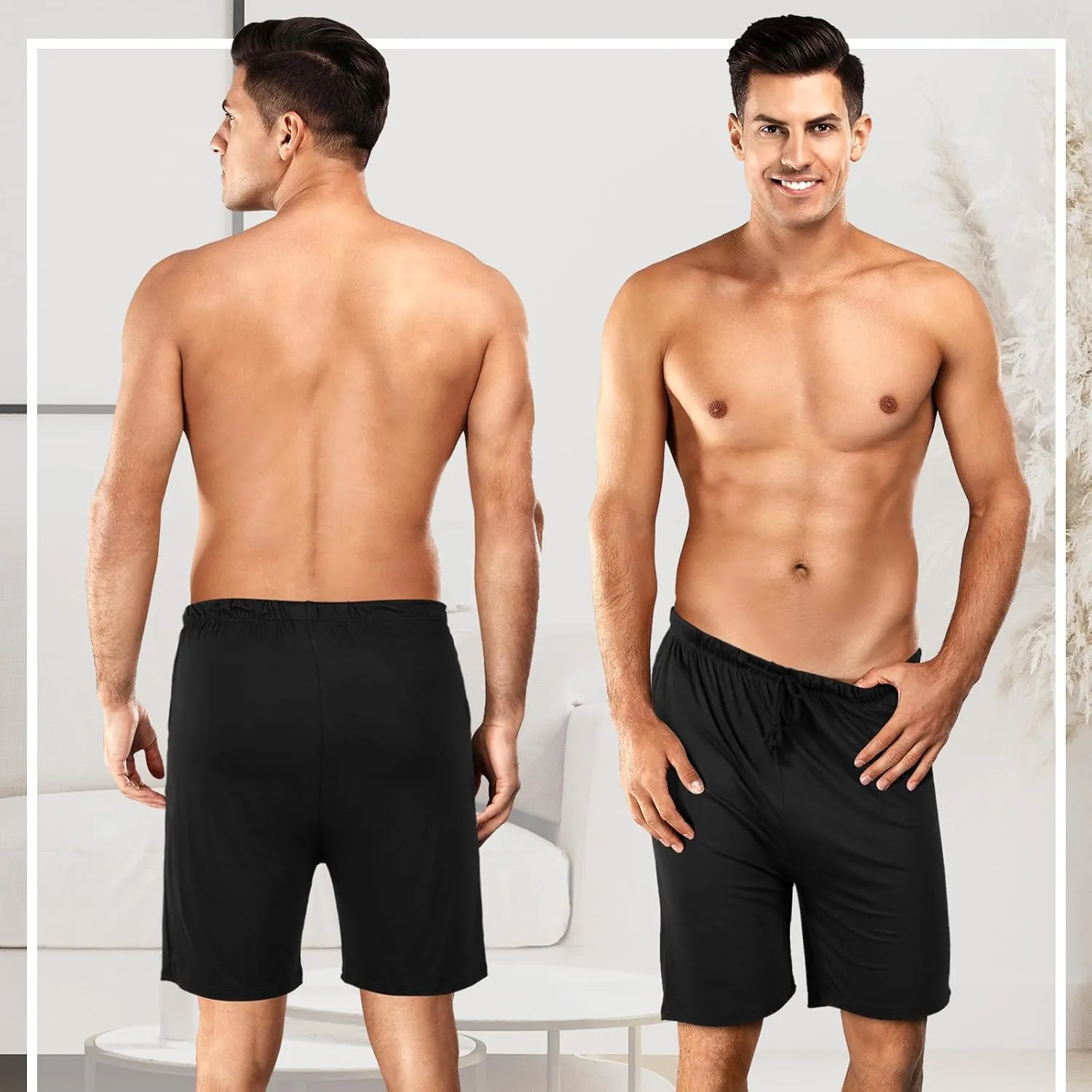 3 Pack Men's Pajama Shorts Sleep Lounge Shorts Sleepwear Pants Big and Tall Sleep Pj Bottoms Elastic Waist with Pockets
