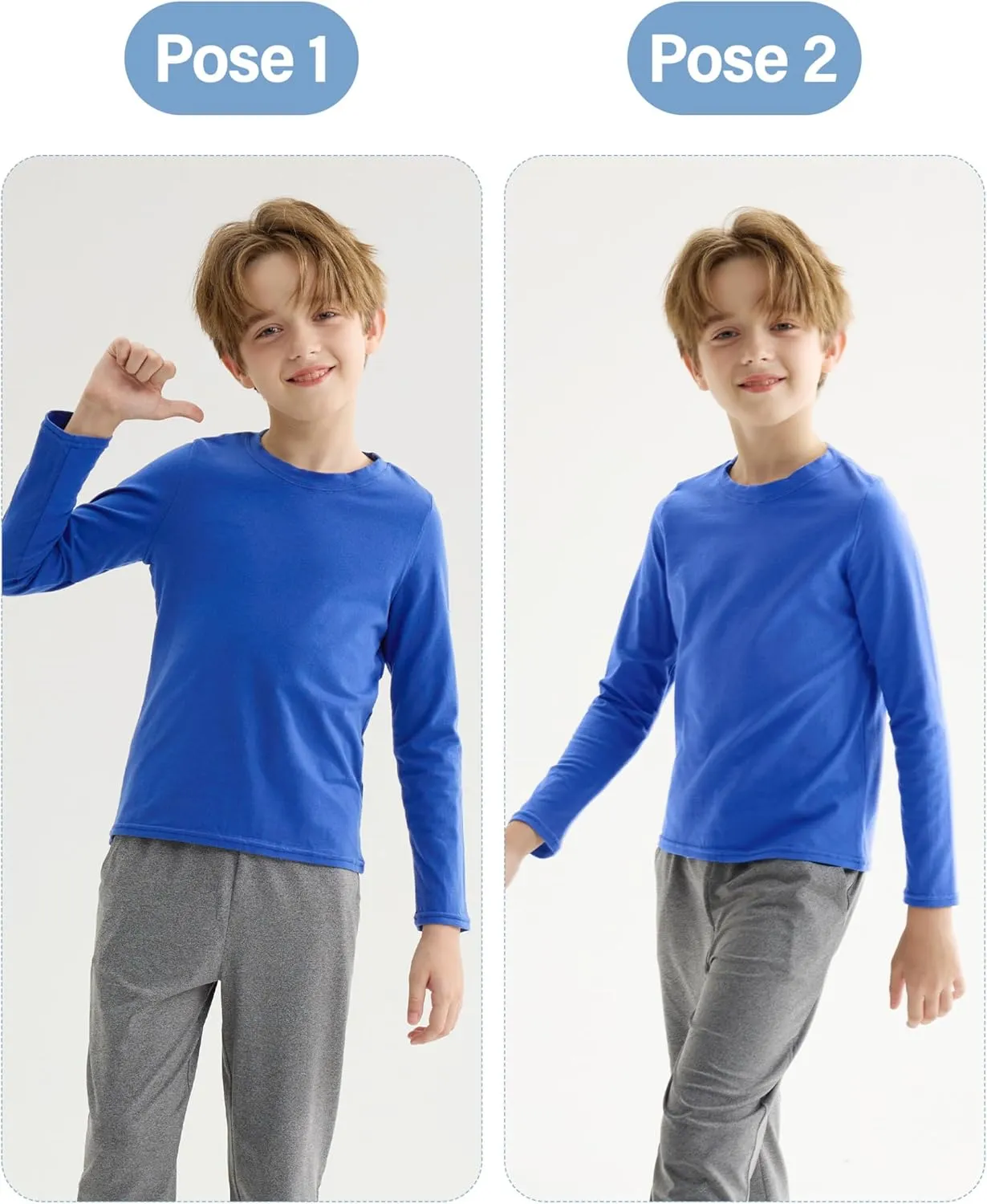 5 Pack Cotton Boys Long Sleeve Shirts Toddlers Soft Crewneck Tee Kids Basic Long-Sleeve T-Shirts Top