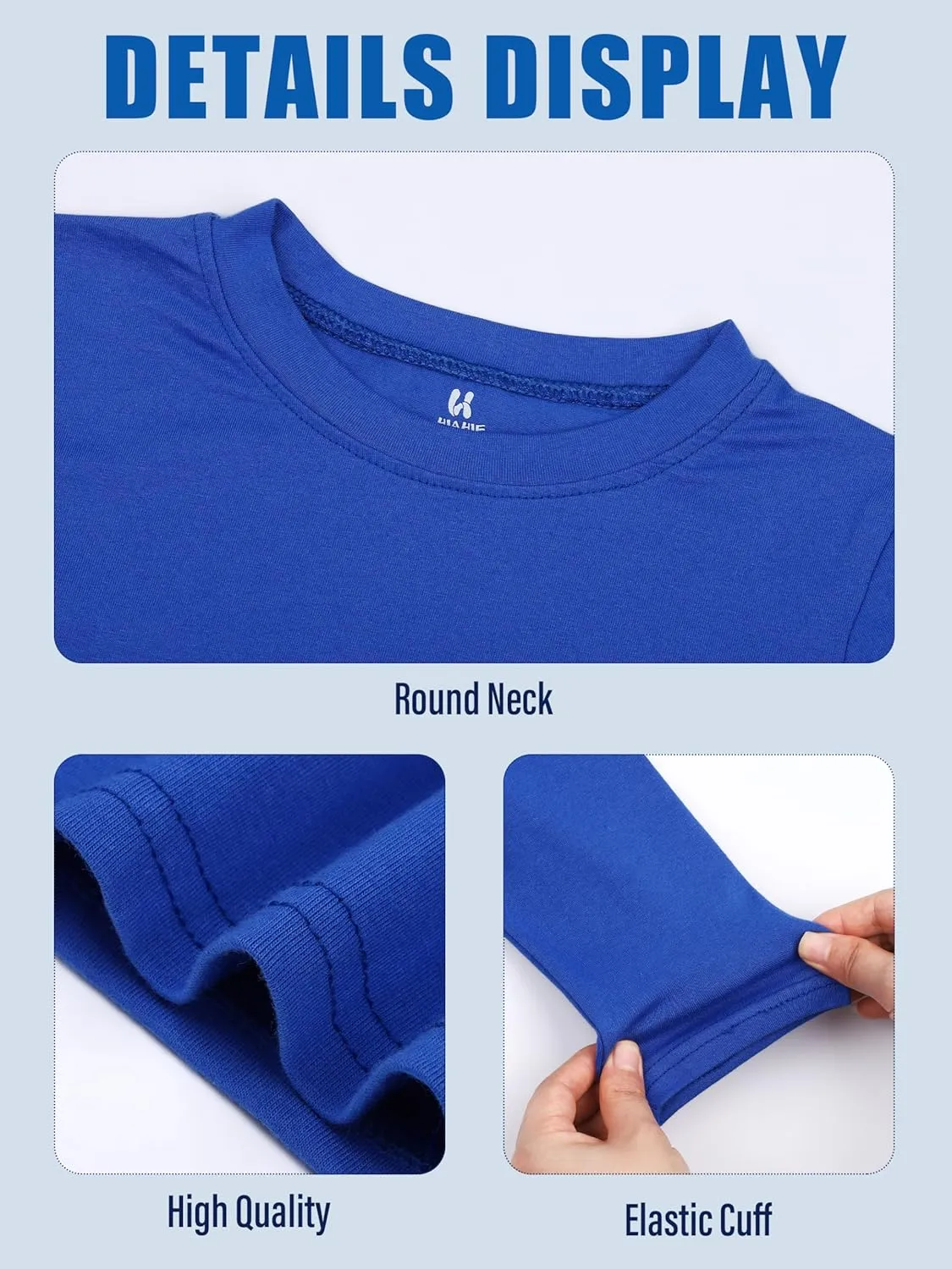 5 Pack Cotton Boys Long Sleeve Shirts Toddlers Soft Crewneck Tee Kids Basic Long-Sleeve T-Shirts Top