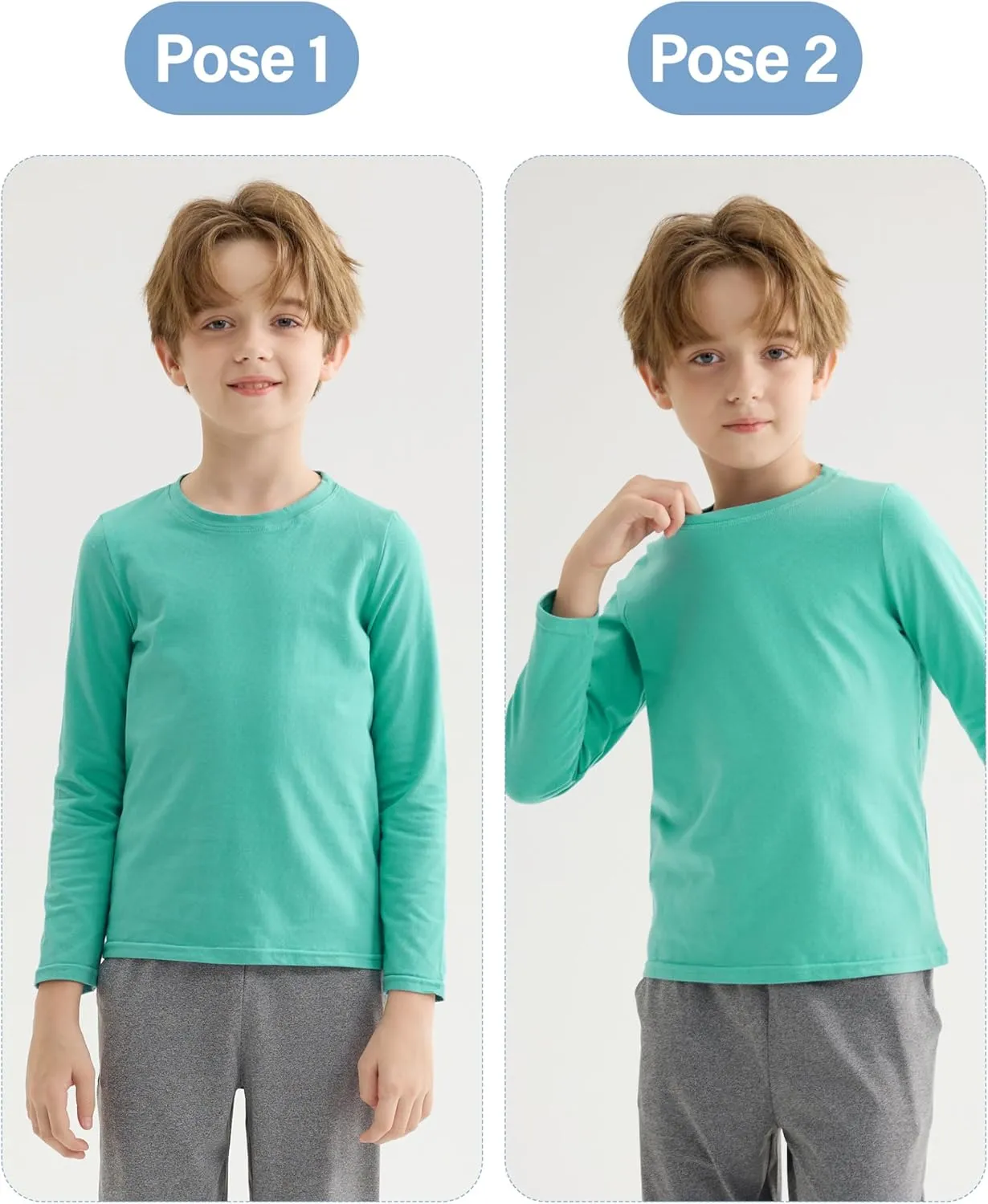 5 Pack Cotton Boys Long Sleeve Shirts Toddlers Soft Crewneck Tee Kids Basic Long-Sleeve T-Shirts Top
