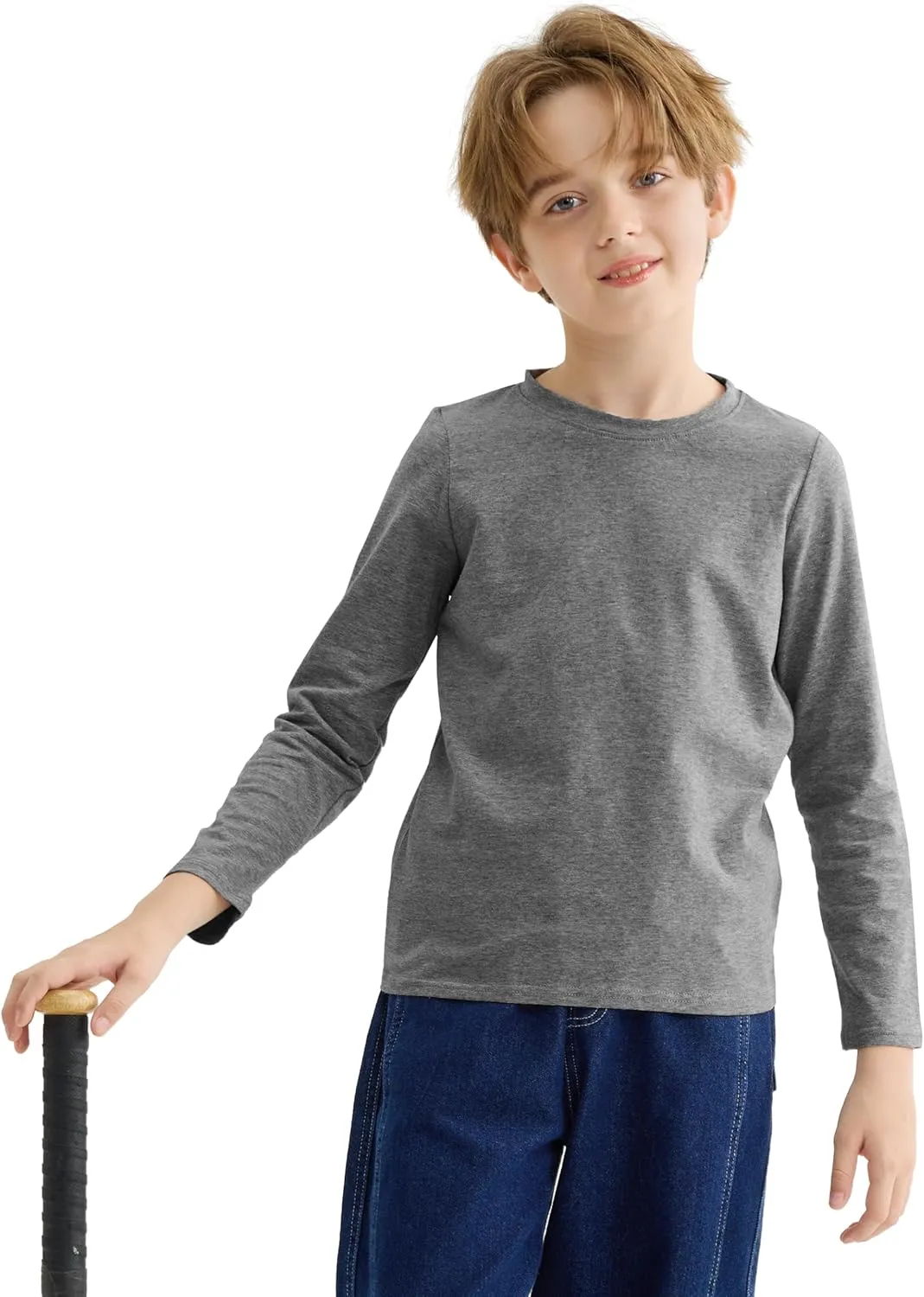 5 Pack Cotton Boys Long Sleeve Shirts Toddlers Soft Crewneck Tee Kids Basic Long-Sleeve T-Shirts Top