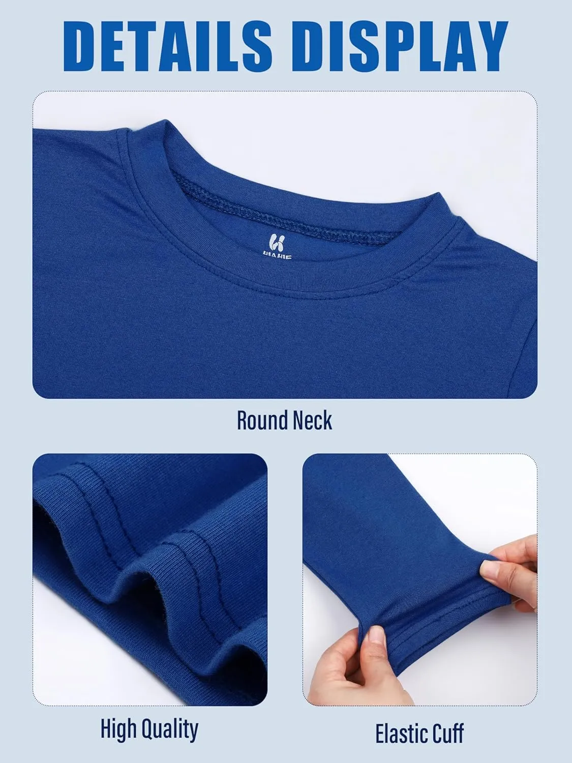 5 Pack Cotton Boys Long Sleeve Shirts Toddlers Soft Crewneck Tee Kids Basic Long-Sleeve T-Shirts Top