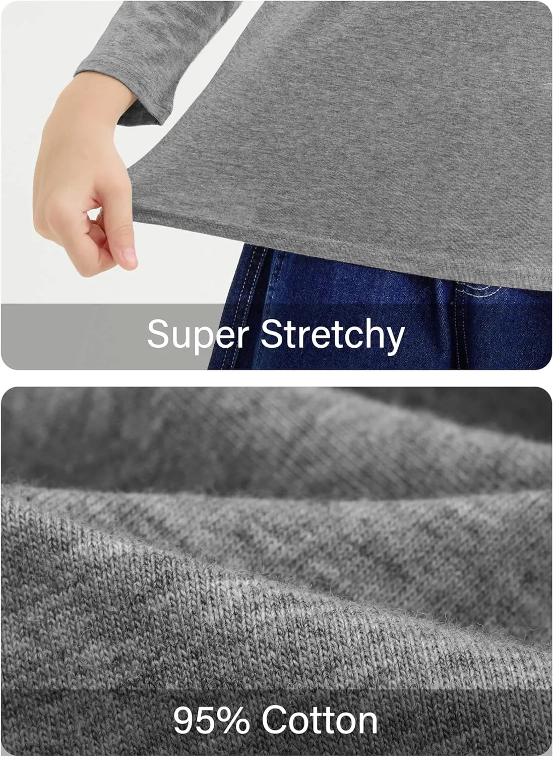 5 Pack Cotton Boys Long Sleeve Shirts Toddlers Soft Crewneck Tee Kids Basic Long-Sleeve T-Shirts Top