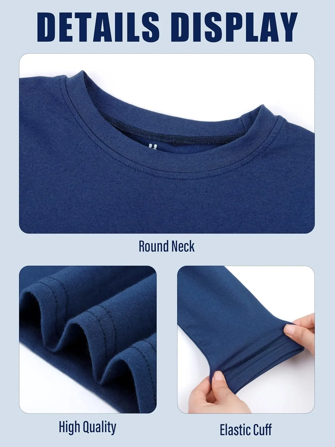 5 Pack Cotton Boys Long Sleeve Shirts Toddlers Soft Crewneck Tee Kids Basic Long-Sleeve T-Shirts Top