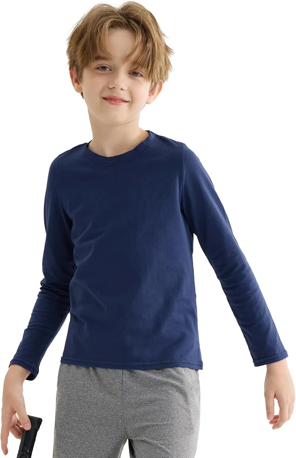 5 Pack Cotton Boys Long Sleeve Shirts Toddlers Soft Crewneck Tee Kids Basic Long-Sleeve T-Shirts Top