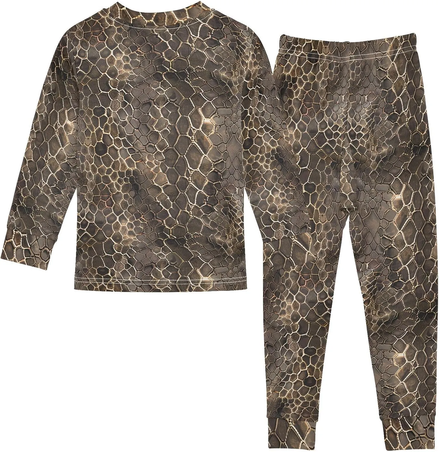 ALAZA Brownness Snake Skin Print 1 Pajama Set Pijamas Para Niños Long Sleeve Sleepwear