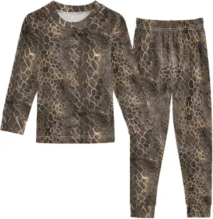 ALAZA Brownness Snake Skin Print 1 Pajama Set Pijamas Para Niños Long Sleeve Sleepwear