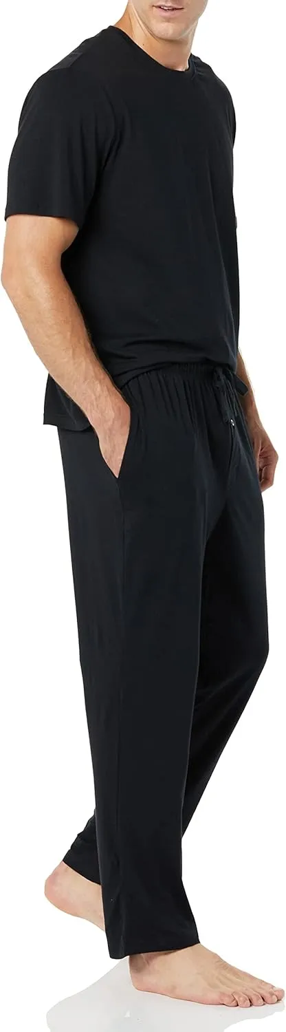 Amazon Essentials Men's Cotton Modal T-Shirt and Full-Length Bottom Pajama Set