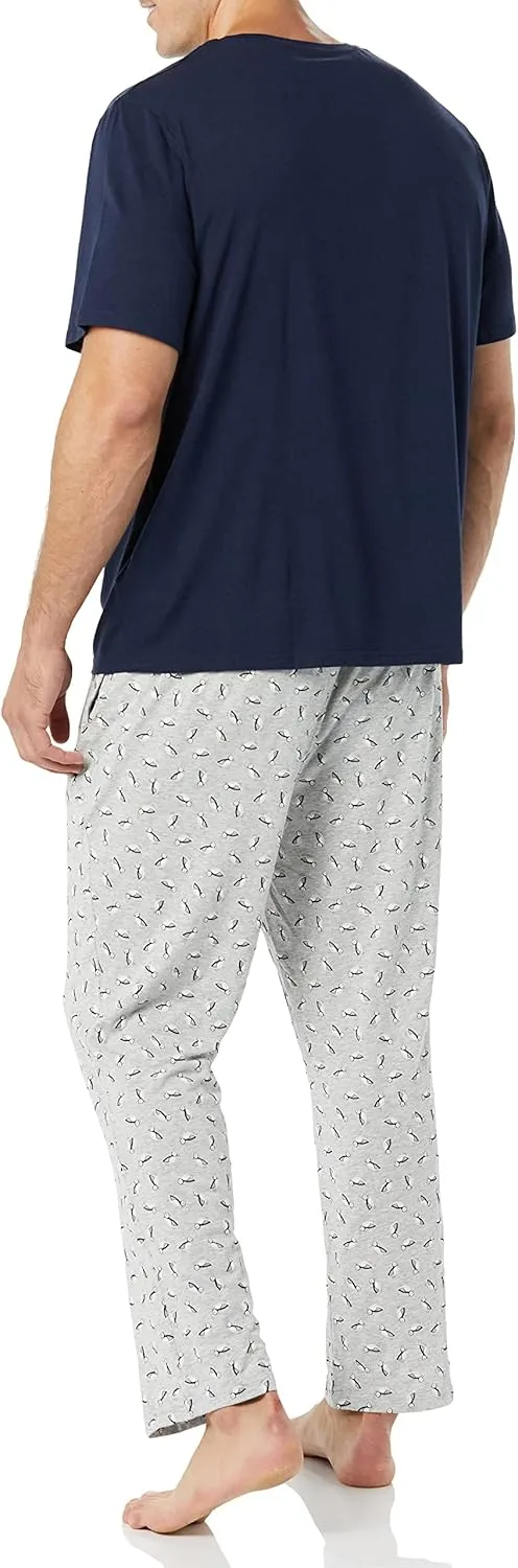 Amazon Essentials Men's Cotton Modal T-Shirt and Full-Length Bottom Pajama Set