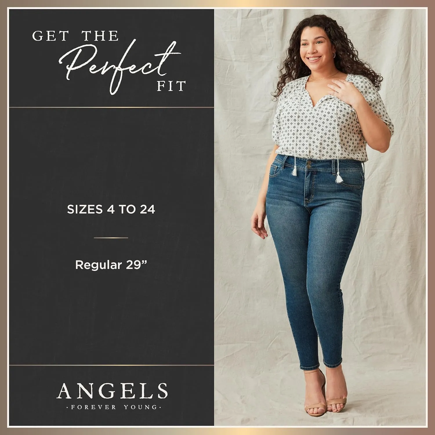 Angels Forever Young Evershape Skinny Jeans For Women - Mid-rise, Figure Enhancing Stretch Denim