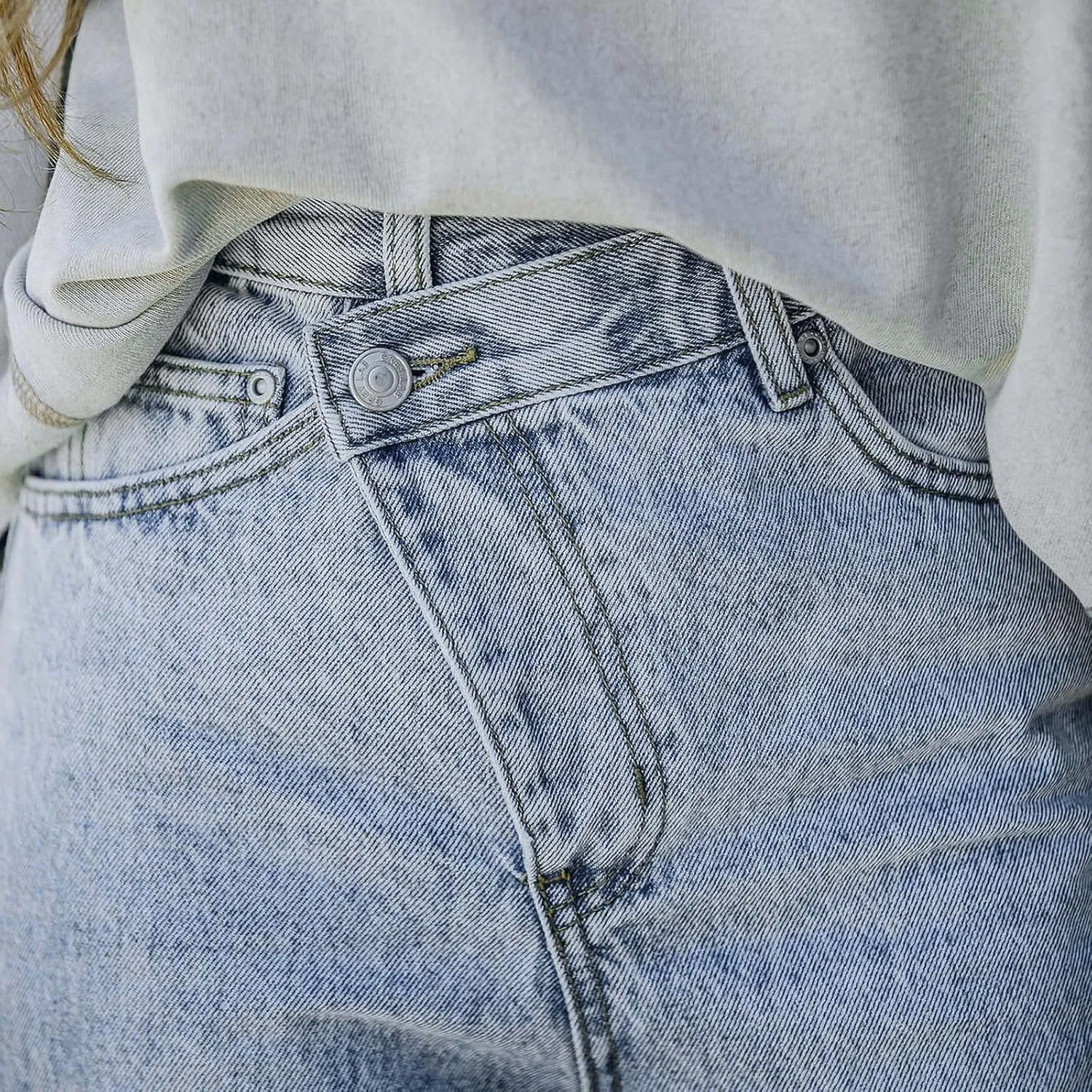Anotherchill Sweatpant Jeans High Waisted Straight Leg Denim Pants Loose Fit Stretchy Cropped Pant with Pockets