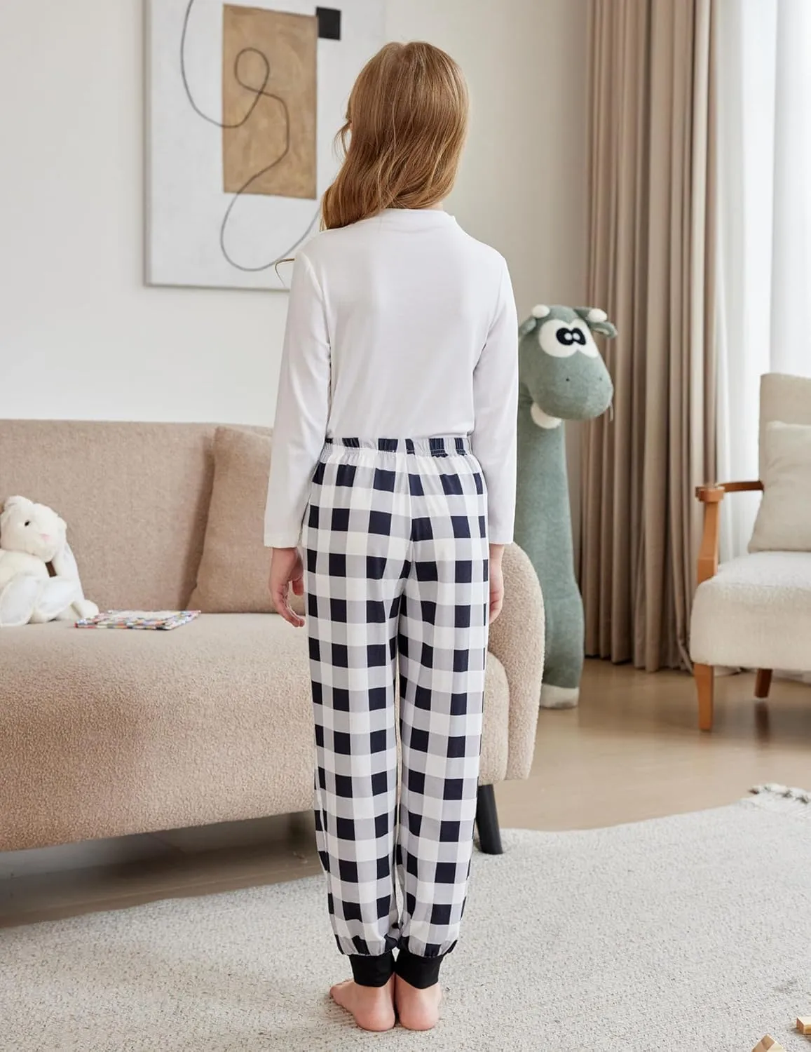 Arshiner Girls Pajama Pants Kids Plaid Pj Pants Comfy Lounge Sleepwear Bottoms with Pockets