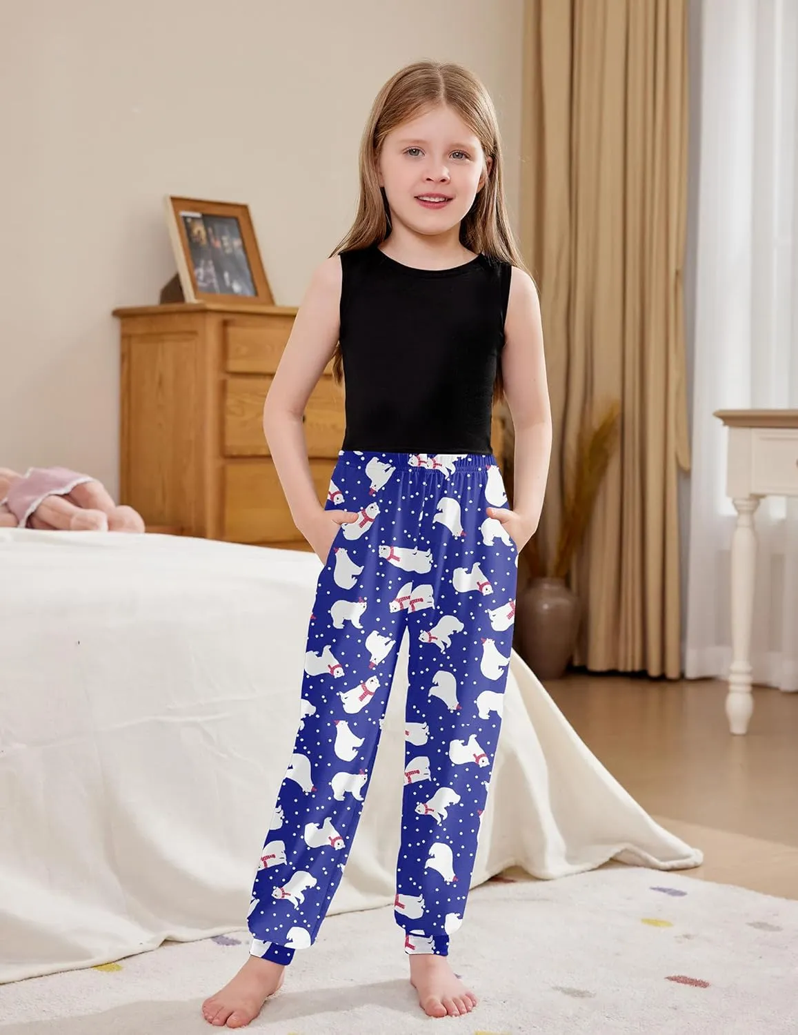 Arshiner Girls Pajama Pants Kids Plaid Pj Pants Comfy Lounge Sleepwear Bottoms with Pockets