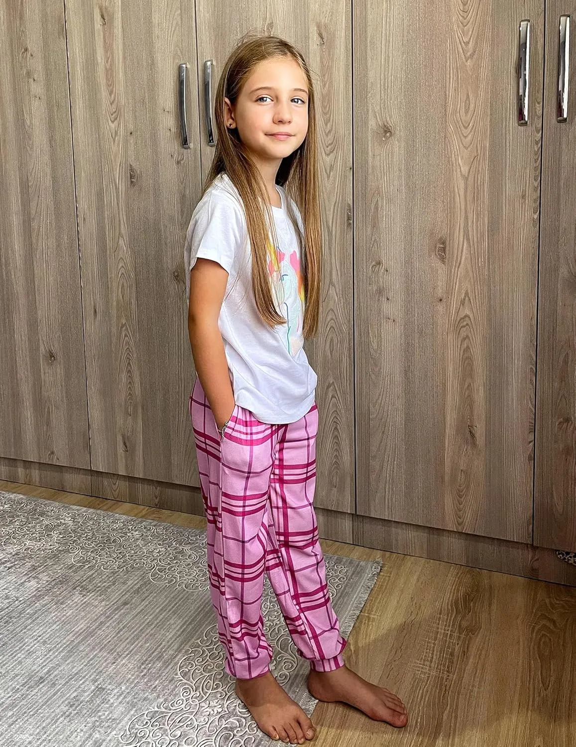 Arshiner Girls Pajama Pants Kids Plaid Pj Pants Comfy Lounge Sleepwear Bottoms with Pockets