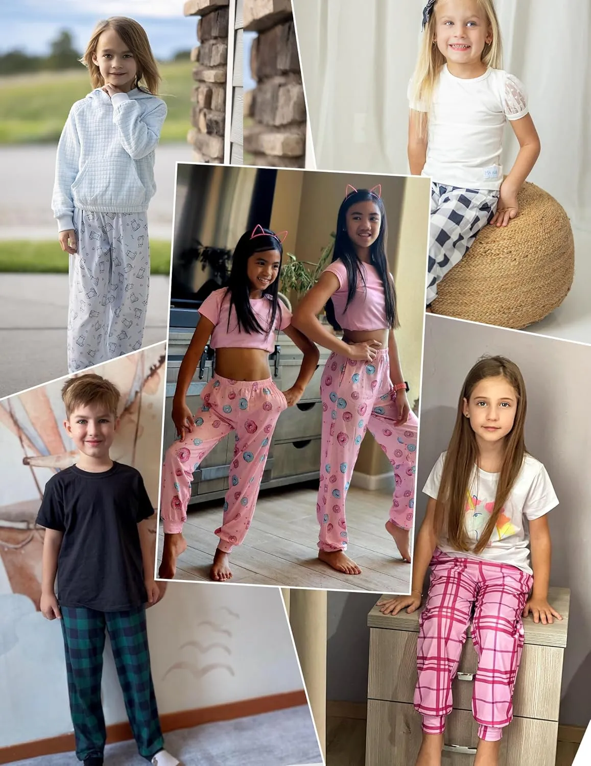 Arshiner Girls Pajama Pants Kids Plaid Pj Pants Comfy Lounge Sleepwear Bottoms with Pockets