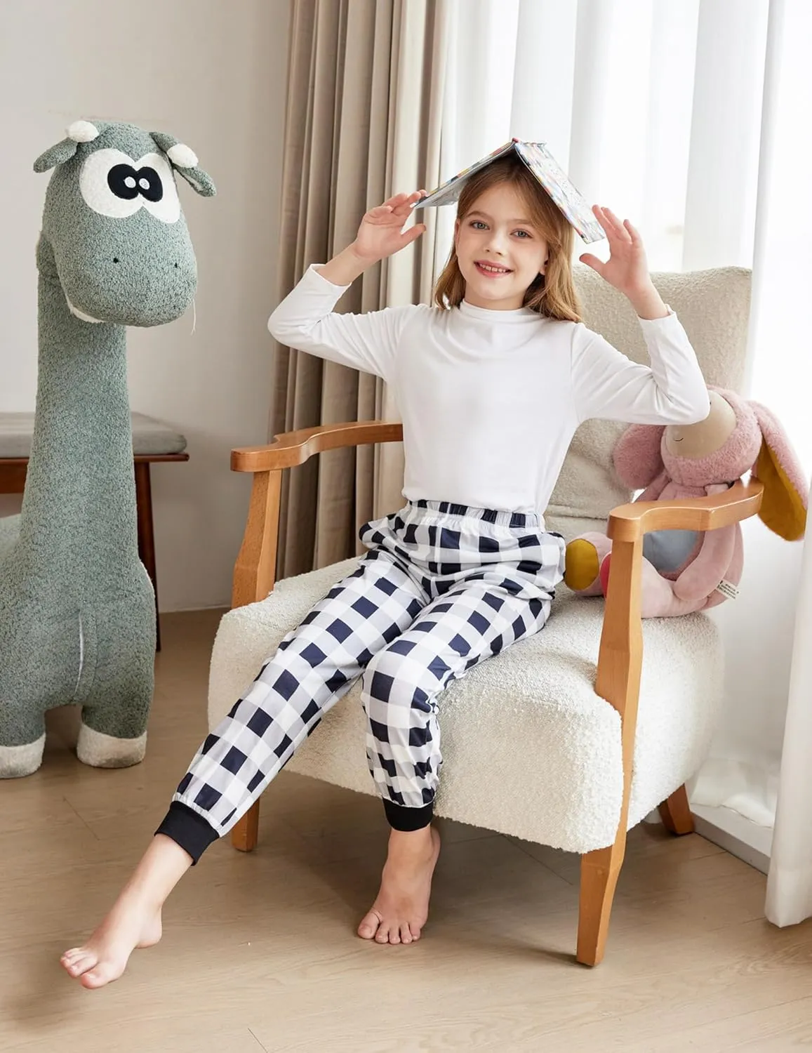 Arshiner Girls Pajama Pants Kids Plaid Pj Pants Comfy Lounge Sleepwear Bottoms with Pockets
