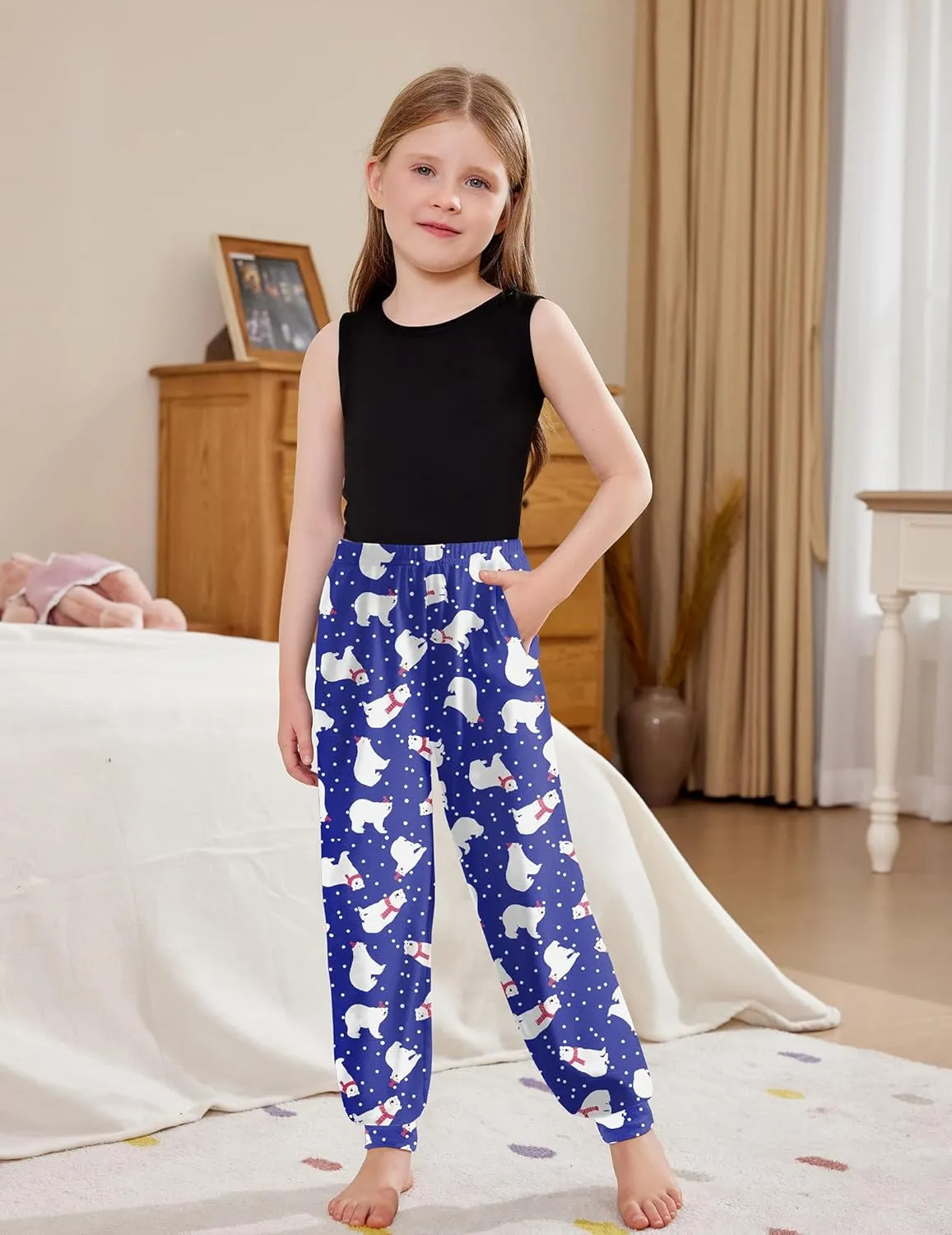 Arshiner Girls Pajama Pants Kids Plaid Pj Pants Comfy Lounge Sleepwear Bottoms with Pockets