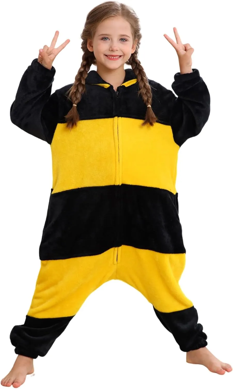 ATOZ Unisex Children Animal Bee Onesie, Halloween Costume Pajamas Christmas Cosplay Sleepwear For Boys Girls