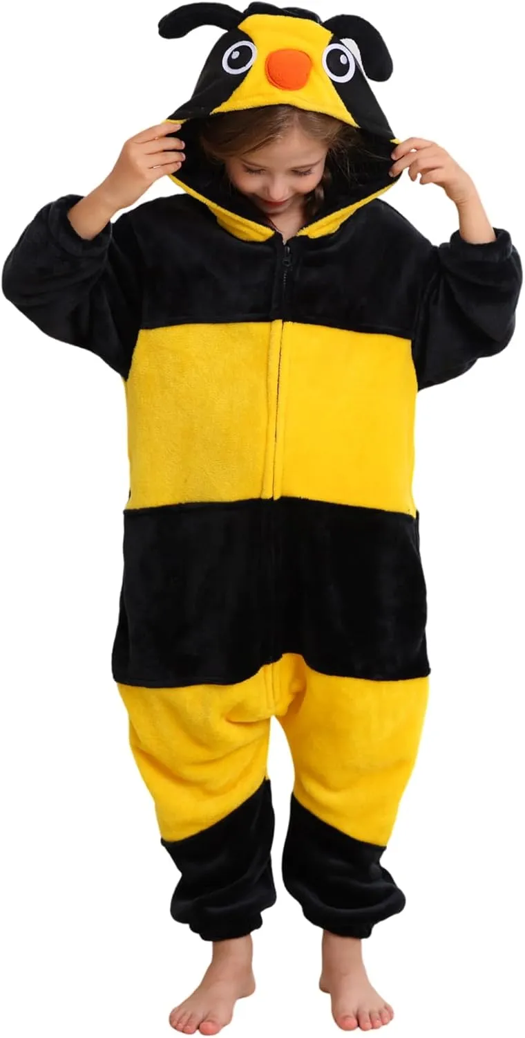 ATOZ Unisex Children Animal Bee Onesie, Halloween Costume Pajamas Christmas Cosplay Sleepwear For Boys Girls