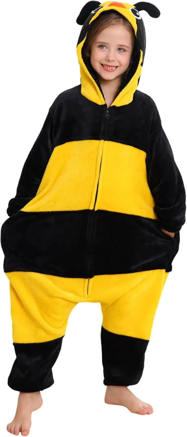 ATOZ Unisex Children Animal Bee Onesie, Halloween Costume Pajamas Christmas Cosplay Sleepwear For Boys Girls