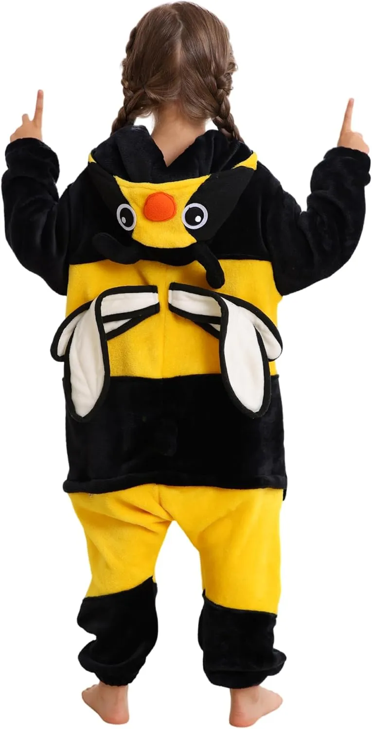 ATOZ Unisex Children Animal Bee Onesie, Halloween Costume Pajamas Christmas Cosplay Sleepwear For Boys Girls