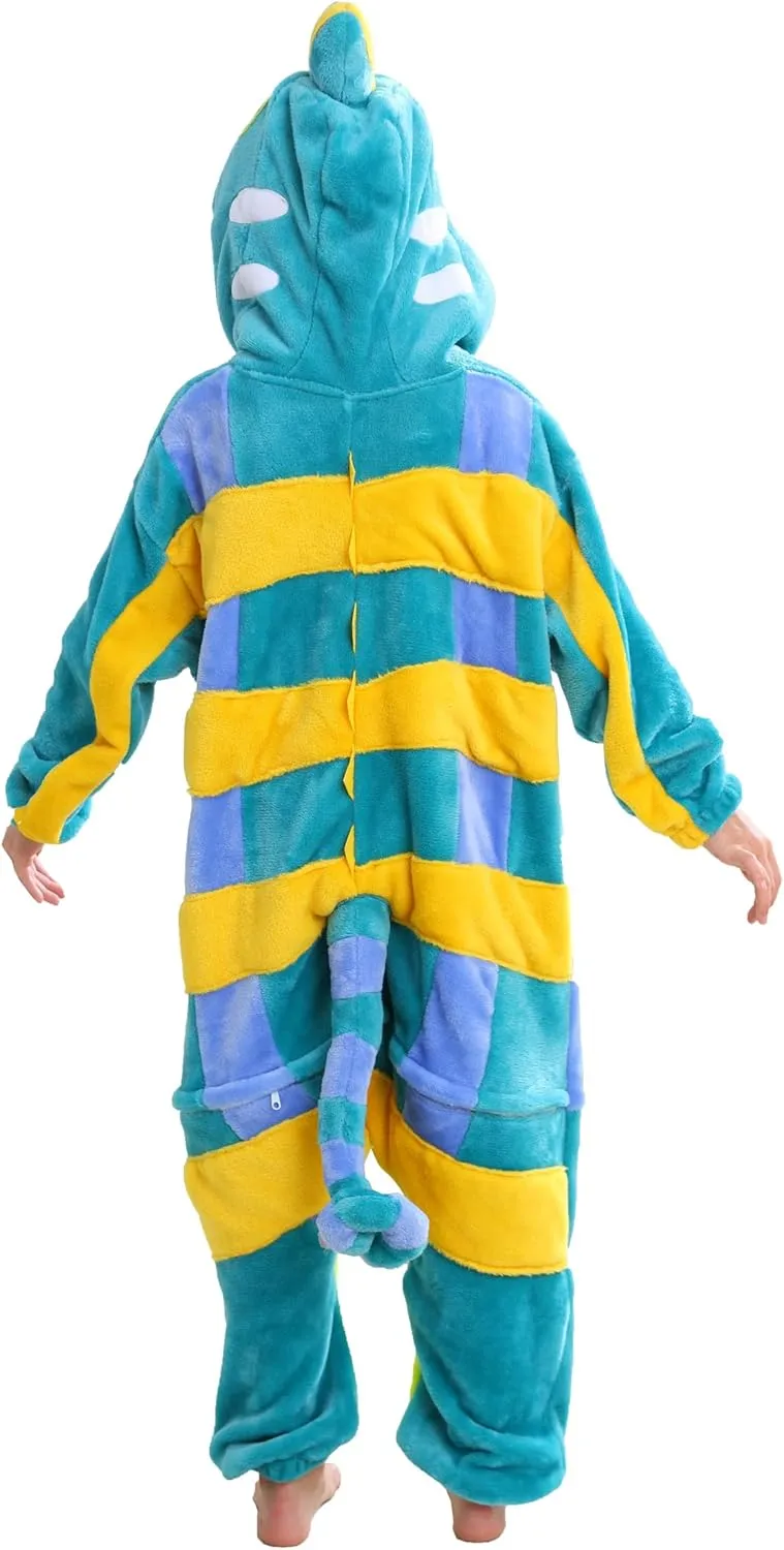 ATOZ Unisex Children Animal Chameleon Onesie, Halloween Costume Pajamas Christmas Cosplay Sleepwear For Boys Girls