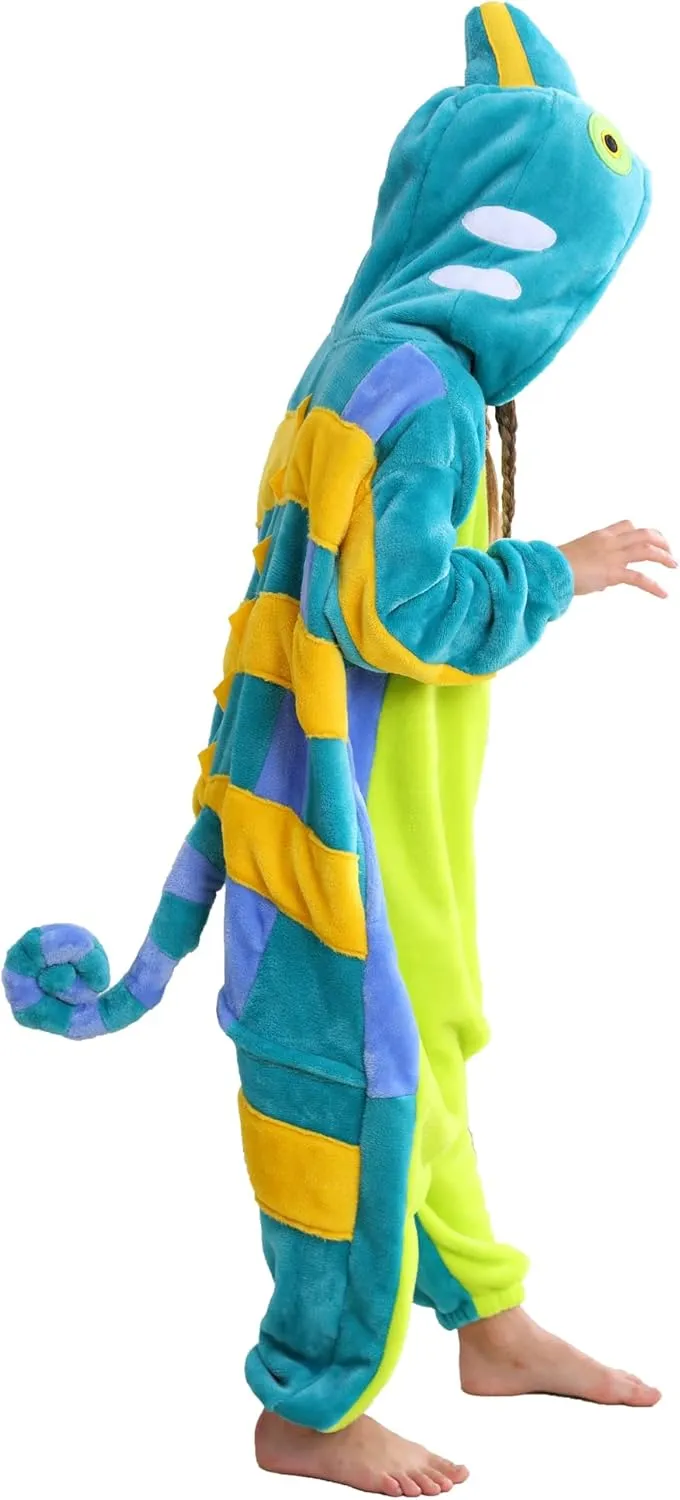 ATOZ Unisex Children Animal Chameleon Onesie, Halloween Costume Pajamas Christmas Cosplay Sleepwear For Boys Girls