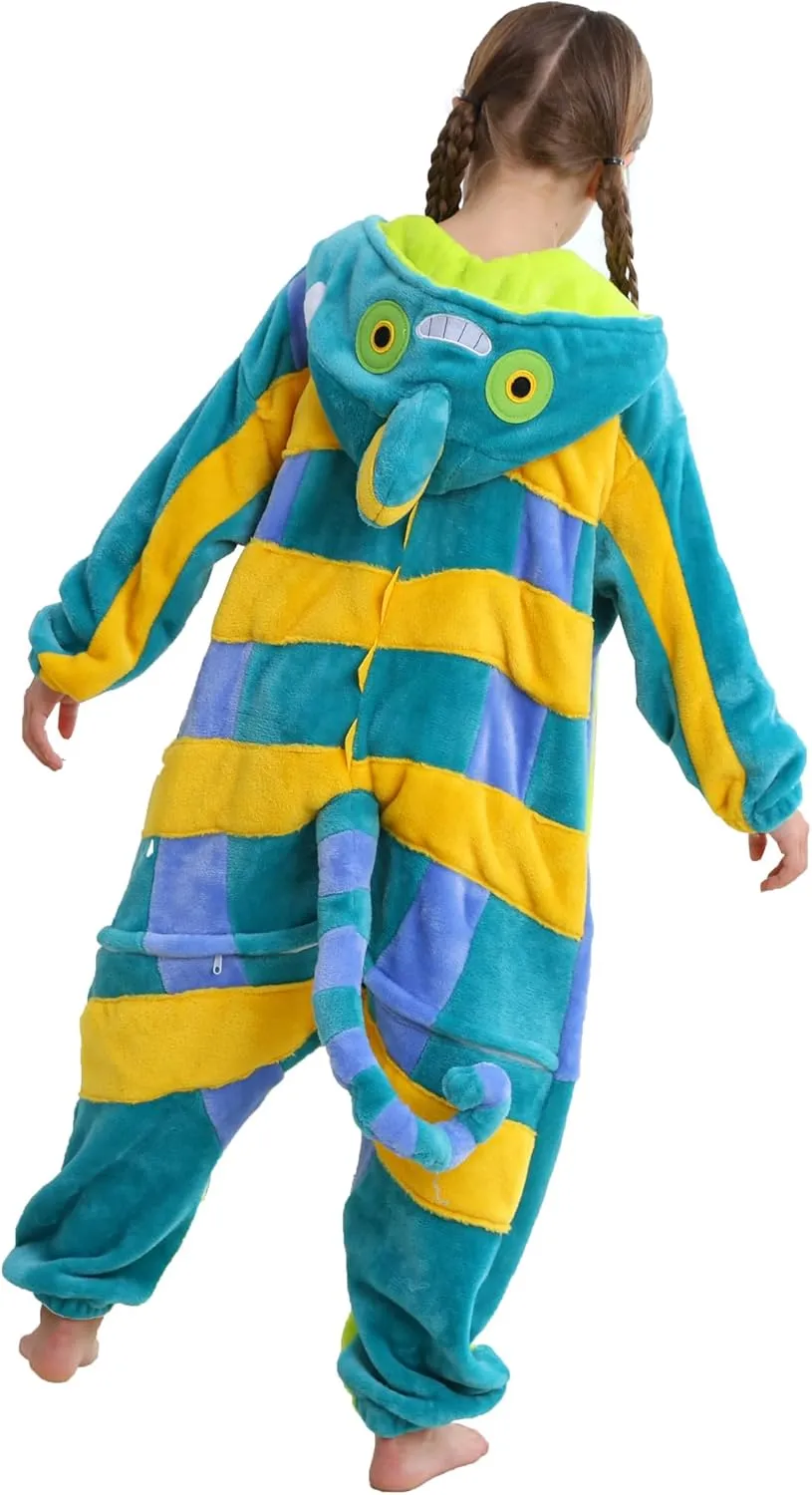 ATOZ Unisex Children Animal Chameleon Onesie, Halloween Costume Pajamas Christmas Cosplay Sleepwear For Boys Girls