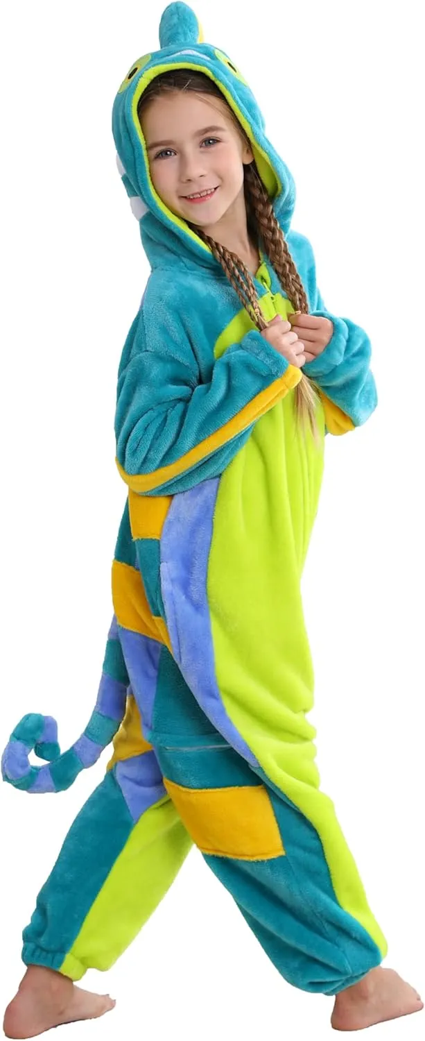 ATOZ Unisex Children Animal Chameleon Onesie, Halloween Costume Pajamas Christmas Cosplay Sleepwear For Boys Girls