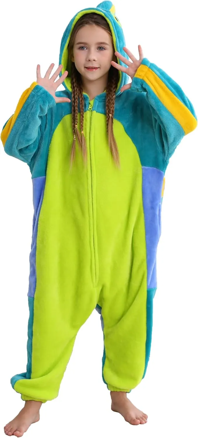 ATOZ Unisex Children Animal Chameleon Onesie, Halloween Costume Pajamas Christmas Cosplay Sleepwear For Boys Girls