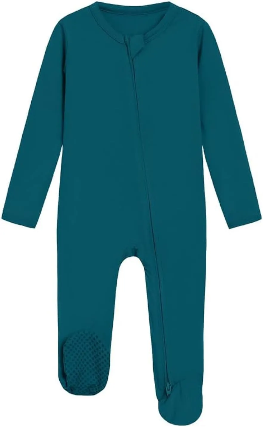 Baby Footie Romper Pajamas Unisex Newborn Infant Footed Pjs Zipper Rompers Viscose from Bamboo Sleepwear