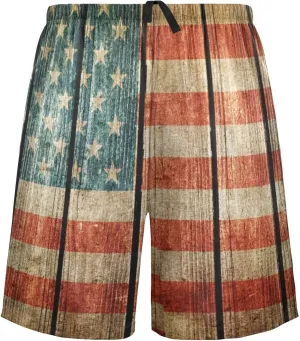 Bald Eagle On American Flag Patriotic USA Design Men's Pajama Pants Shorts Sleepwear Lounge Pajama Bottoms