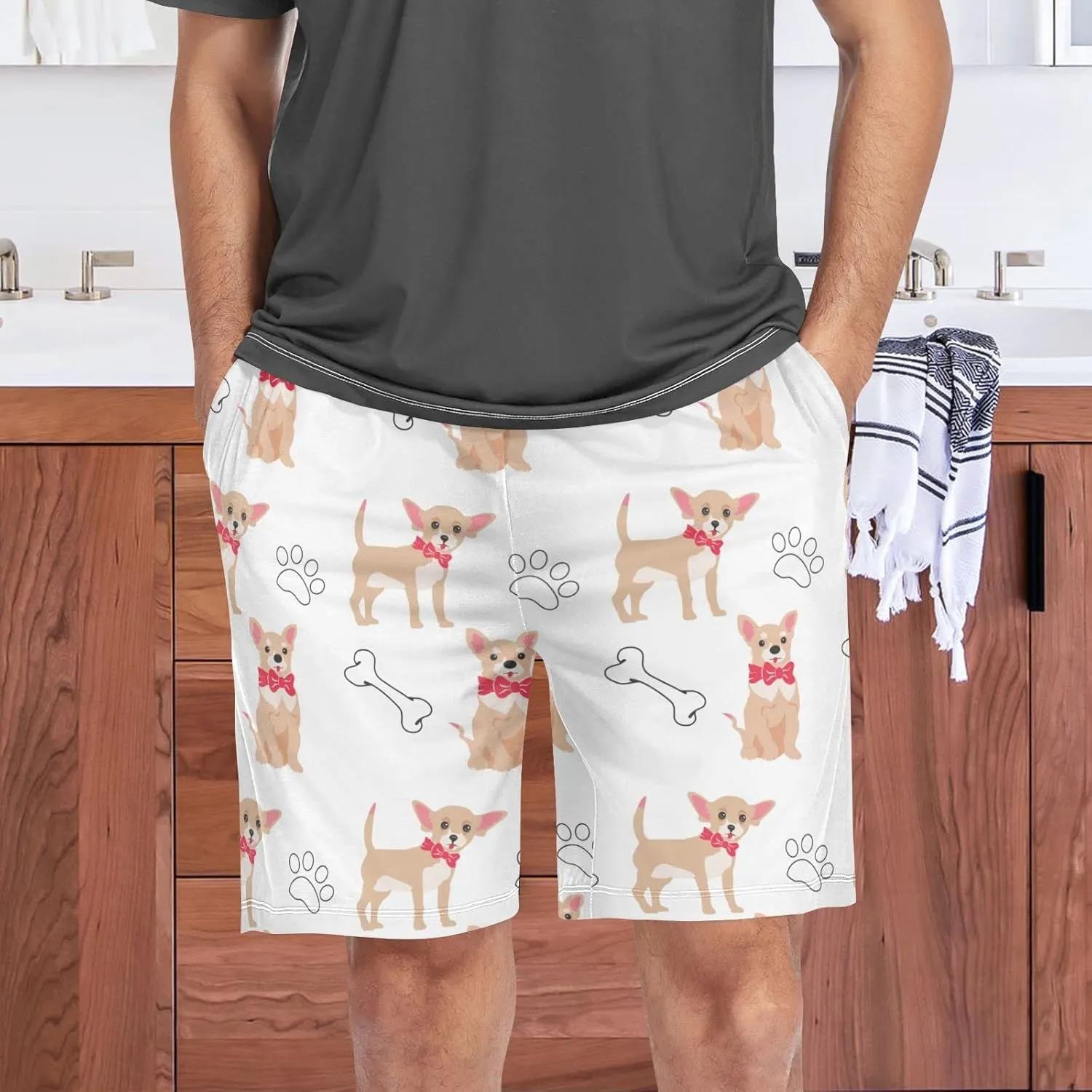 Bald Eagle On American Flag Patriotic USA Design Men's Pajama Pants Shorts Sleepwear Lounge Pajama Bottoms