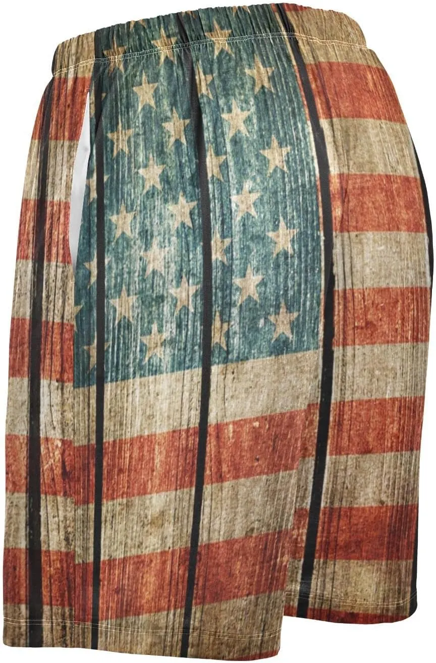 Bald Eagle On American Flag Patriotic USA Design Men's Pajama Pants Shorts Sleepwear Lounge Pajama Bottoms