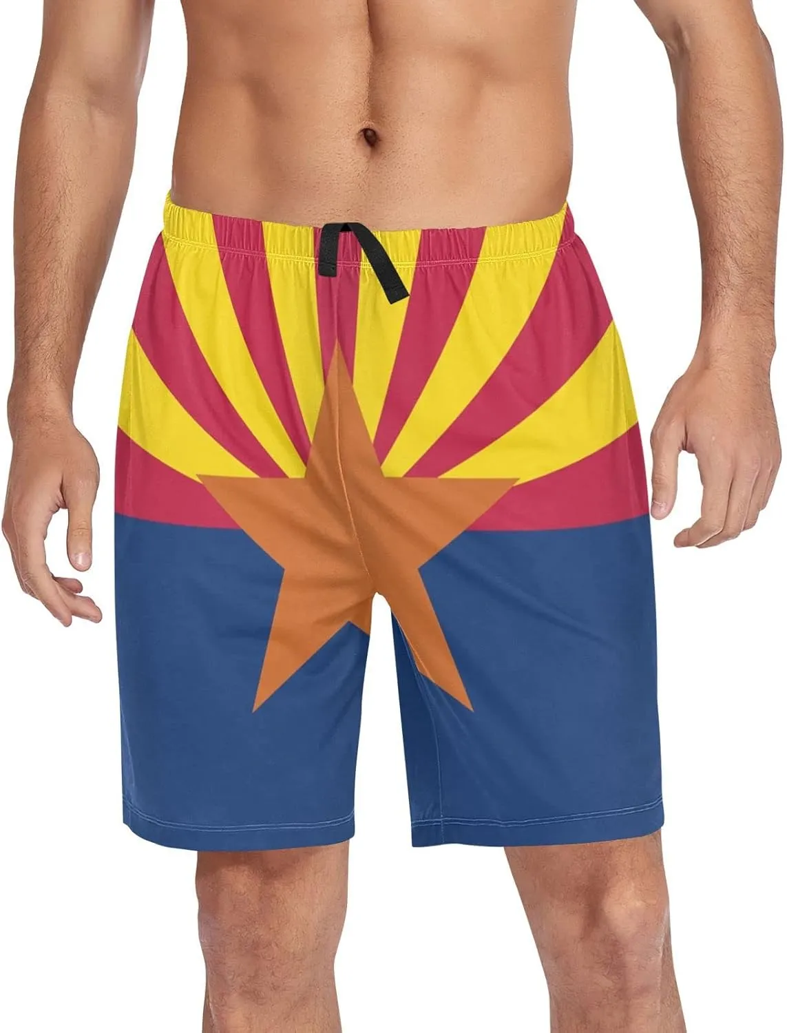 Bald Eagle On American Flag Patriotic USA Design Men's Pajama Pants Shorts Sleepwear Lounge Pajama Bottoms