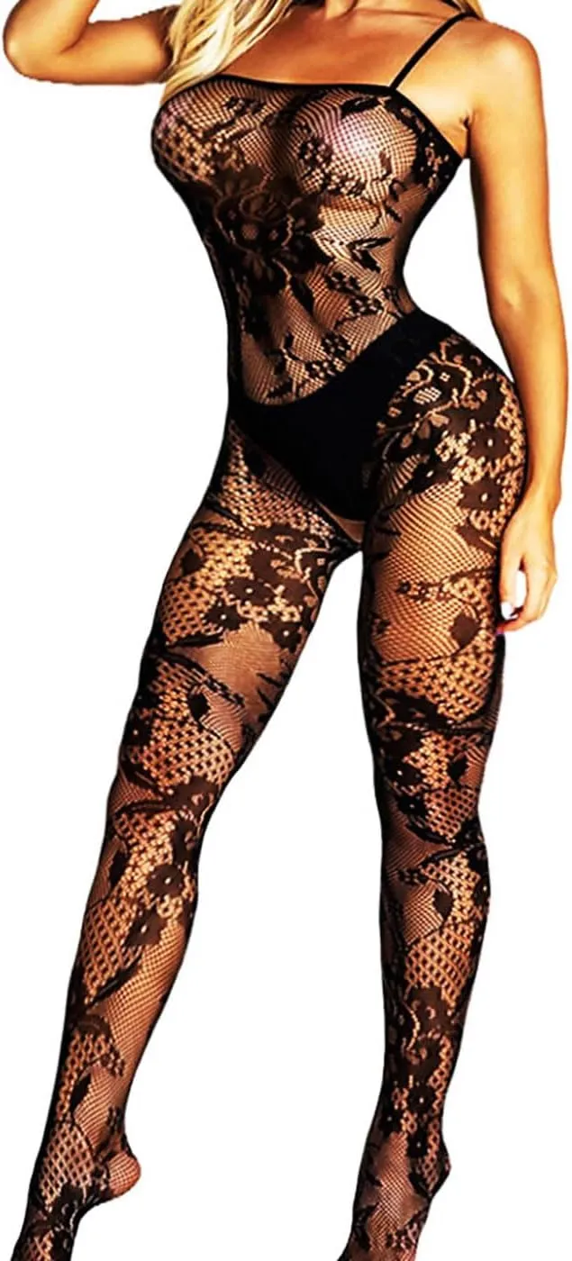 Barode Women’s Fishnet Bodysuit Sexy Body Stockings Lingerie Mesh Babydoll Teddy Sleepwear Tight Bodystocking