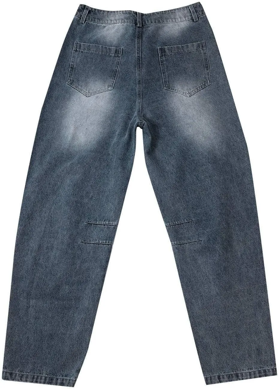 Barrel Jeans Women Trendy Low Waisted Wide Leg Barrel Jeans Baggy Vintage Denim Trouser Dressy Loose Fit Jean Pants