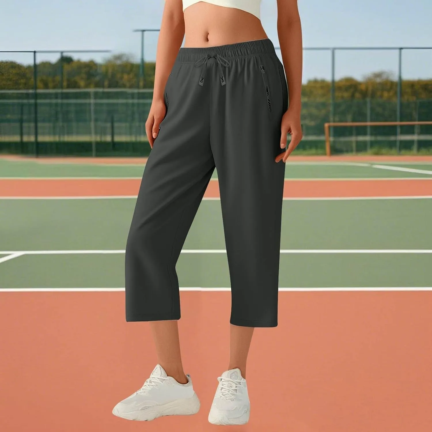 Beeswan Pants for Women Over 50 Quick Dry Comfy Fit Stretch Active Capri Pant Casual Lightweight Wide Leg Capris