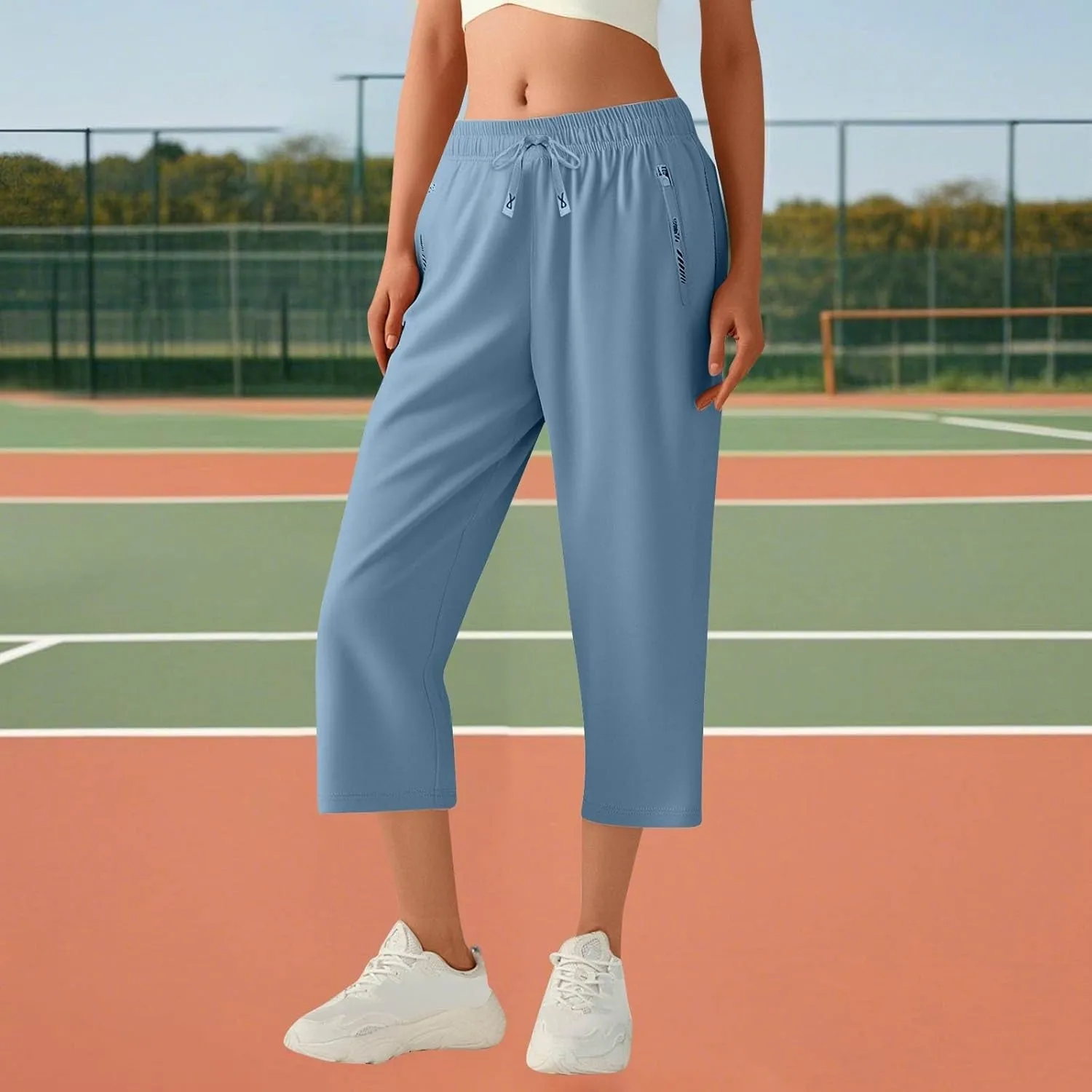 Beeswan Pants for Women Over 50 Quick Dry Comfy Fit Stretch Active Capri Pant Casual Lightweight Wide Leg Capris