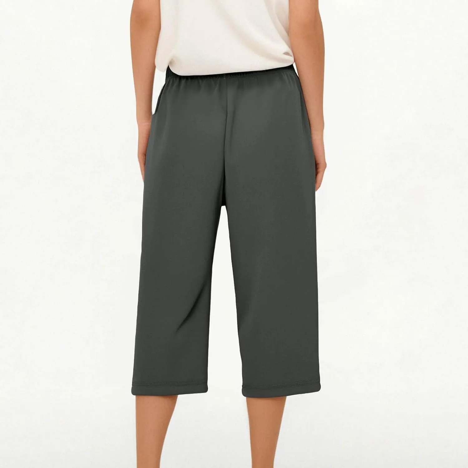 Beeswan Pants for Women Over 50 Quick Dry Comfy Fit Stretch Active Capri Pant Casual Lightweight Wide Leg Capris