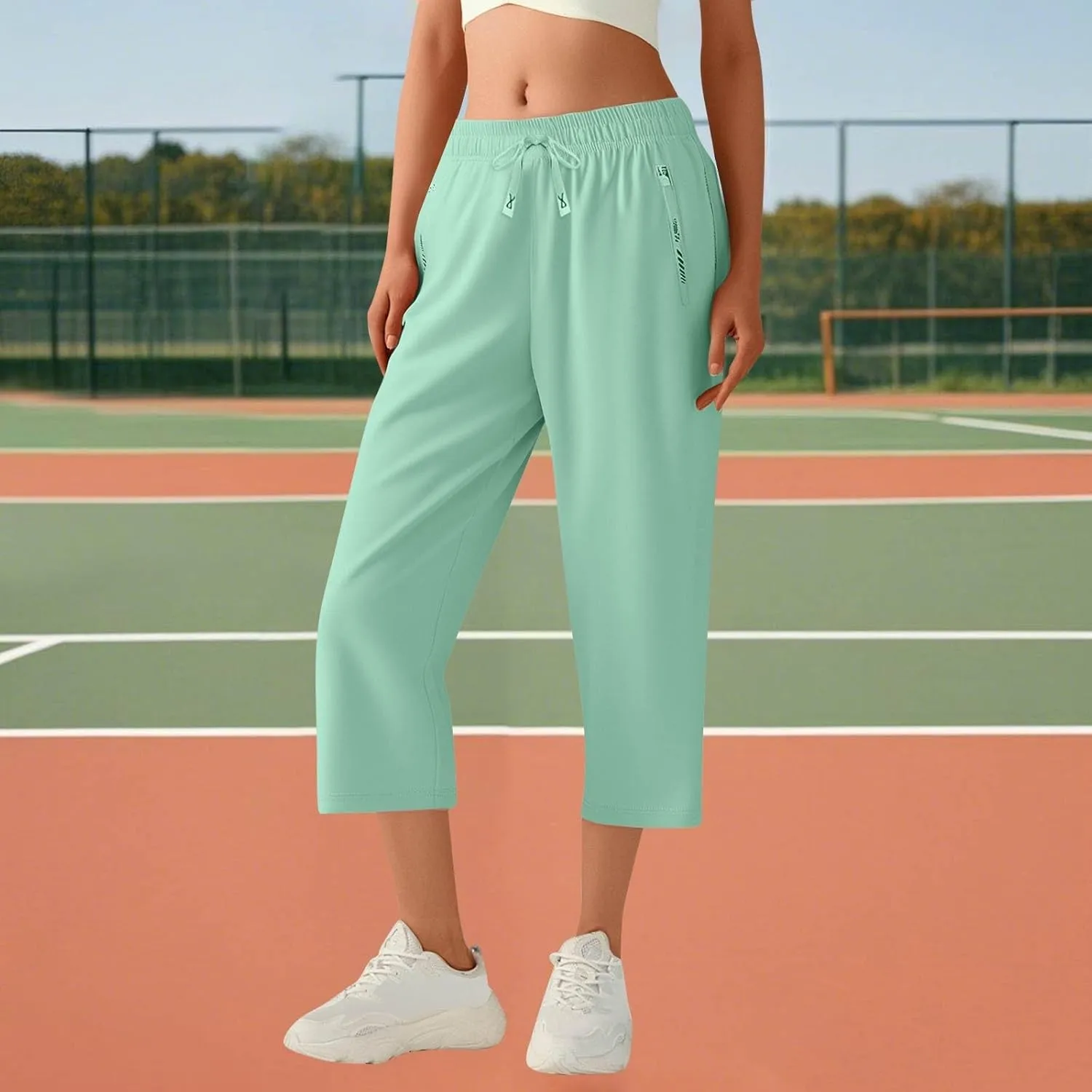 Beeswan Pants for Women Over 50 Quick Dry Comfy Fit Stretch Active Capri Pant Casual Lightweight Wide Leg Capris